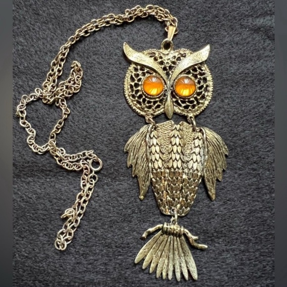 1960s/70s Vintage Owl Pendant Necklace - Picture 8 of 8